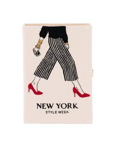 Olympia Le-Tan Women's New York Style Week Embroidered Wool Book Clutch - Nacre | Thumbnail 1