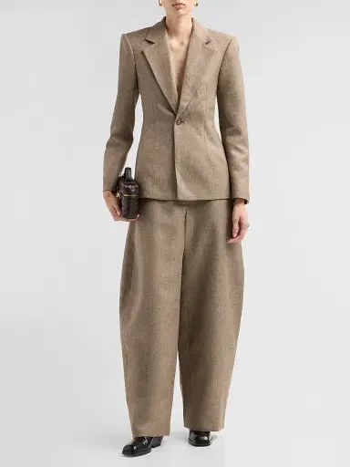 Ronny Kobo Women's Anette One-Button Blazer - Melange Taupe | Thumbnail 2