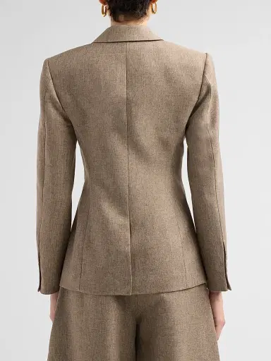 Ronny Kobo Women's Anette One-Button Blazer - Melange Taupe | Thumbnail 3