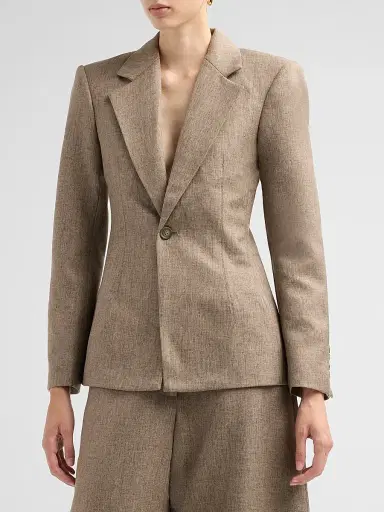 Ronny Kobo Women's Anette One-Button Blazer - Melange Taupe | Thumbnail 4