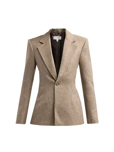 Ronny Kobo Women's Anette One-Button Blazer - Melange Taupe | Thumbnail 1