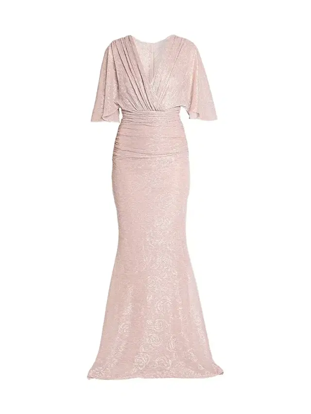 Talbot Runhof Women's Metallic Voile Gathered Gown - Marble - Size 16