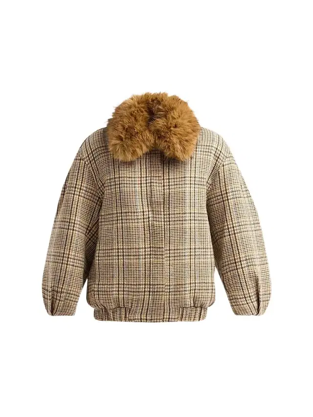 Ronny Kobo Women's Savannah Tweed Faux Fur Collar Jacket