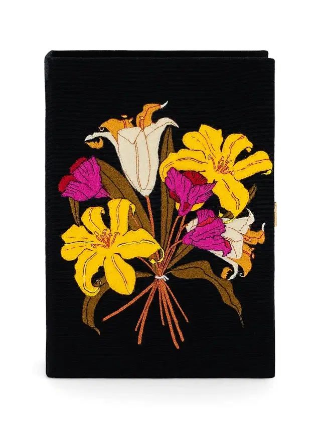 Olympia Le-Tan Women's Le Bouquet Embroidered Wool Book Clutch - Black