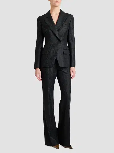 Santorelli Women's Malli Metallic Check Virgin Wool Blazer | Thumbnail 2