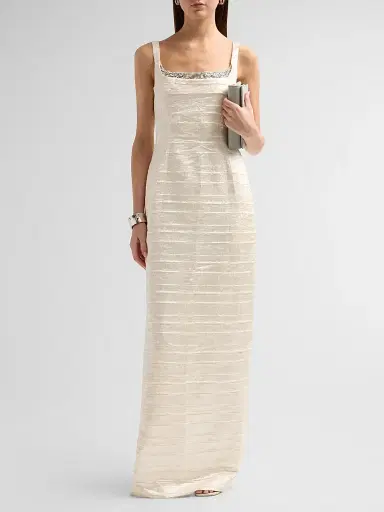 Simkhai Women's Martina Embellished Column Gown - Porcelain | Thumbnail 2 Simkhai Women's Martina Embellished Column Gown - Porcelain | Thumbnail 2