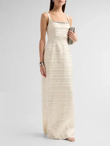Simkhai Women's Martina Embellished Column Gown - Porcelain | Thumbnail 4 Simkhai Women's Martina Embellished Column Gown - Porcelain | Thumbnail 4