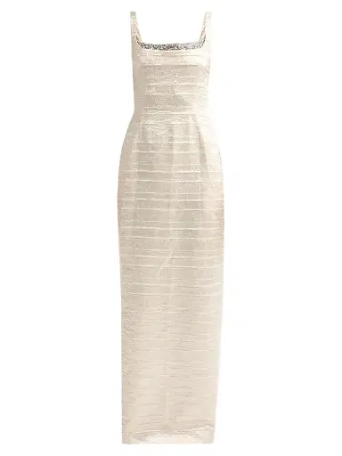 Simkhai Women's Martina Embellished Column Gown - Porcelain | Thumbnail 1 Simkhai Women's Martina Embellished Column Gown - Porcelain | Thumbnail 1