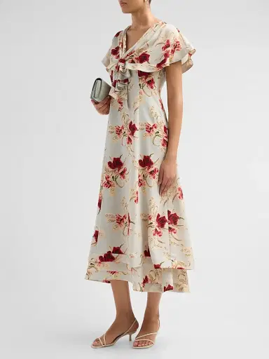 Cinq à Sept Women's Wilted Poppy Antonetta Dress - Powder Blue Multi | Thumbnail 4