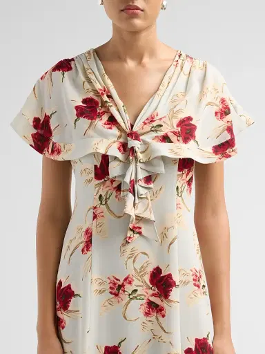 Cinq à Sept Women's Wilted Poppy Antonetta Dress - Powder Blue Multi | Thumbnail 5
