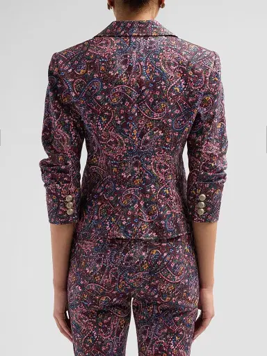 Cinq à Sept Women's Paisley Denim Le Petit Khloe Blazer - Black Multi | Thumbnail 3