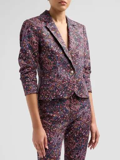 Cinq à Sept Women's Paisley Denim Le Petit Khloe Blazer - Black Multi | Thumbnail 4