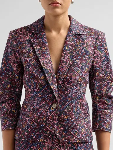 Cinq à Sept Women's Paisley Denim Le Petit Khloe Blazer - Black Multi | Thumbnail 5