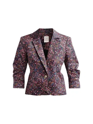 Cinq à Sept Women's Paisley Denim Le Petit Khloe Blazer - Black Multi | Thumbnail 1
