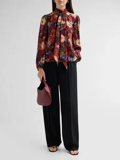 Adam Lippes Women's Joana Floral Silk Top - Ruby Floral - Size 14 | Thumbnail 2 Adam Lippes Women's Joana Floral Silk Top - Ruby Floral - Size 14 | Thumbnail 2