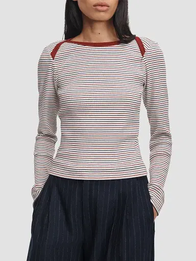 rag & bone Women's The Essential Rib Striped Long-Sleeve Shirt - Multi | Thumbnail 4 rag & bone Women's The Essential Rib Striped Long-Sleeve Shirt - Multi | Thumbnail 4