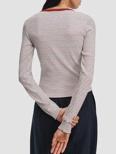 rag & bone Women's The Essential Rib Striped Long-Sleeve Shirt - Multi | Thumbnail 6 rag & bone Women's The Essential Rib Striped Long-Sleeve Shirt - Multi | Thumbnail 6