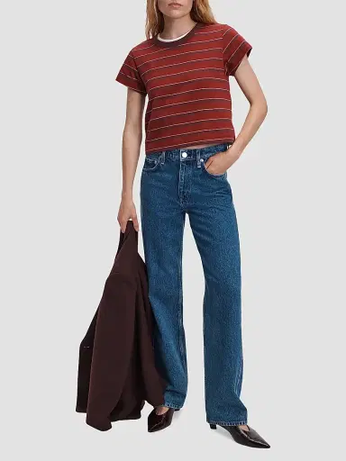 rag & bone Women's Kelly Perfect Striped T-Shirt - Pomegranate Multi | Thumbnail 2 rag & bone Women's Kelly Perfect Striped T-Shirt - Pomegranate Multi | Thumbnail 2