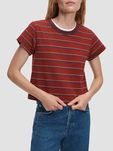 rag & bone Women's Kelly Perfect Striped T-Shirt - Pomegranate Multi | Thumbnail 3 rag & bone Women's Kelly Perfect Striped T-Shirt - Pomegranate Multi | Thumbnail 3