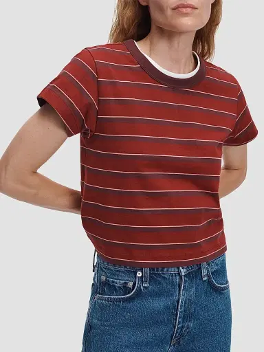 rag & bone Women's Kelly Perfect Striped T-Shirt - Pomegranate Multi | Thumbnail 4 rag & bone Women's Kelly Perfect Striped T-Shirt - Pomegranate Multi | Thumbnail 4