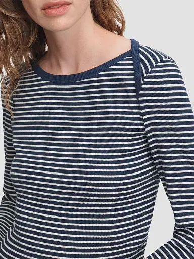 rag & bone Women's The Essential Rib Striped Long-Sleeve Shirt - Navy Multi | Thumbnail 5 rag & bone Women's The Essential Rib Striped Long-Sleeve Shirt - Navy Multi | Thumbnail 5