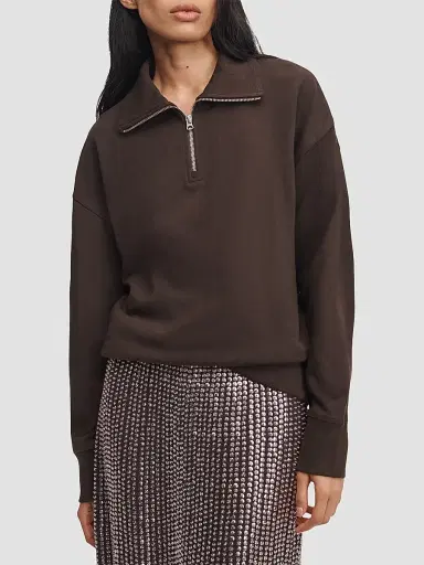 rag & bone Women's The Everyday Terry Half-Zip Sweatshirt - Espresso | Thumbnail 4 rag & bone Women's The Everyday Terry Half-Zip Sweatshirt - Espresso | Thumbnail 4