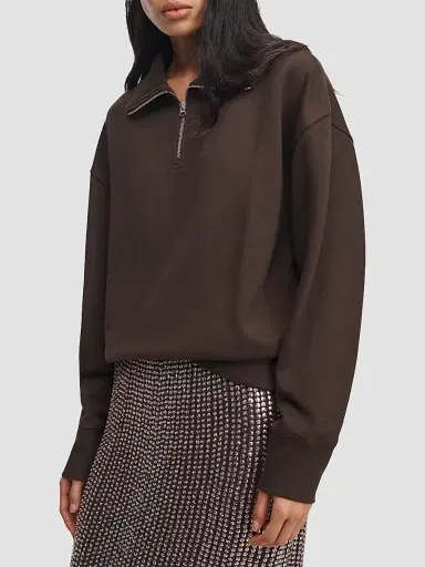 rag & bone Women's The Everyday Terry Half-Zip Sweatshirt - Espresso | Thumbnail 5 rag & bone Women's The Everyday Terry Half-Zip Sweatshirt - Espresso | Thumbnail 5