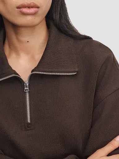 rag & bone Women's The Everyday Terry Half-Zip Sweatshirt - Espresso | Thumbnail 7 rag & bone Women's The Everyday Terry Half-Zip Sweatshirt - Espresso | Thumbnail 7