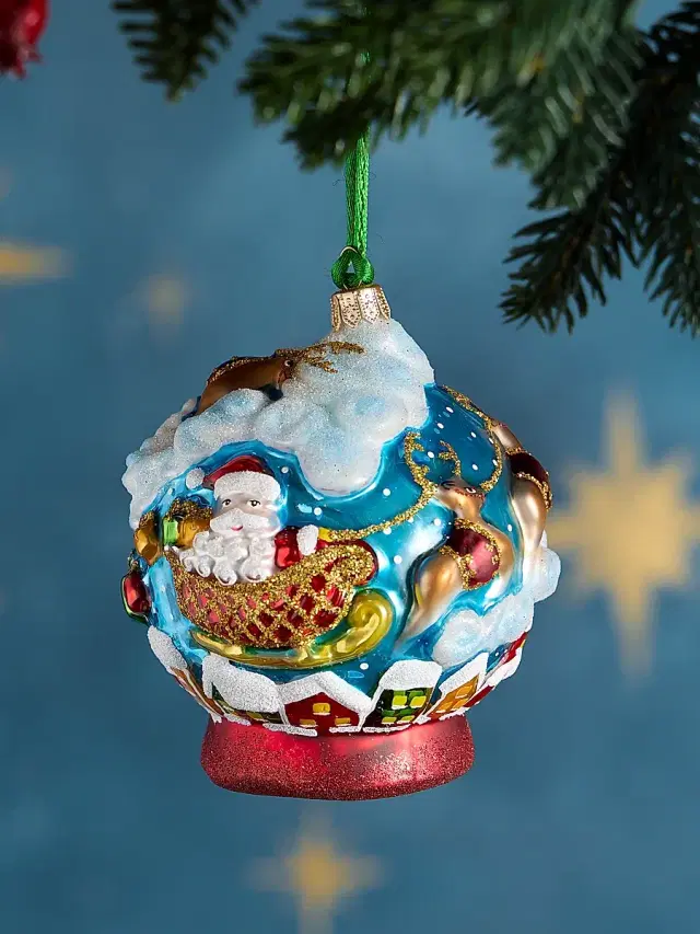 Exclusively Ours Snowglobe With Santa Glass Ornament