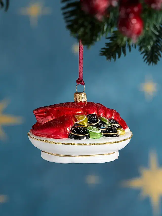 Exclusively Ours Lobster With Mussels Glass Ornament