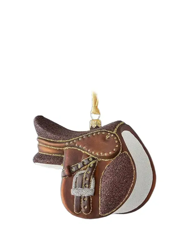 Exclusively Ours English Riding Saddle Glass Ornament