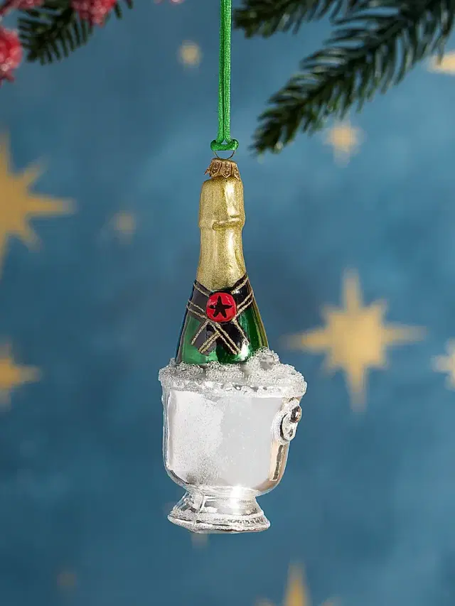 Exclusively Ours Champagne In Ice Bucket Glass Ornament