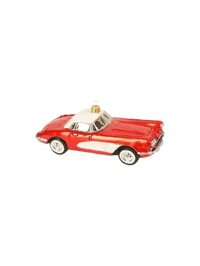 Exclusively Ours Vintage Sports Car Glass Ornament