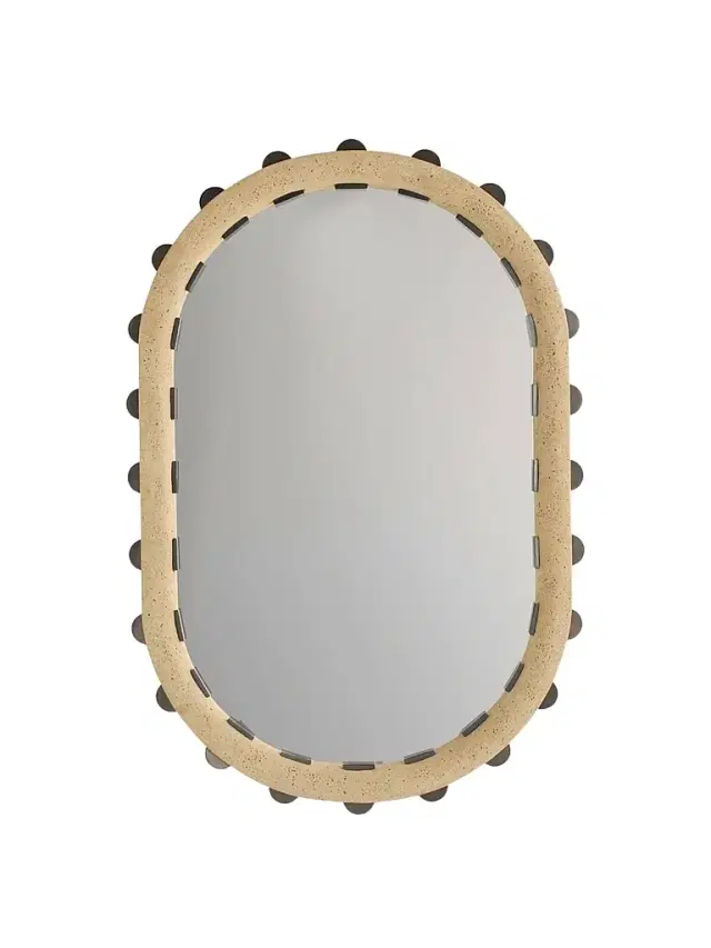 Arteriors Nicolai Resin & Iron Oval Mirror - Tan