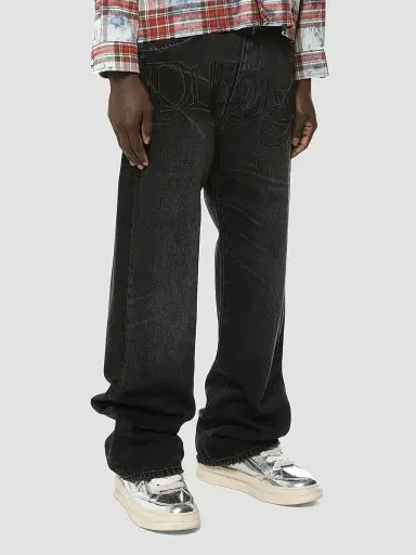 Purple Brand Men's P018 Logo Appliqué Wide-Leg Jeans - Black - Size 38 | Thumbnail 3 Purple Brand Men's P018 Logo Appliqué Wide-Leg Jeans - Black - Size 38 | Thumbnail 3