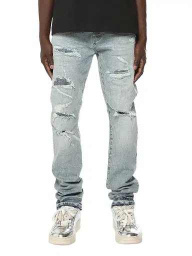 Purple Brand Men's Layered Distressed Jeans | Thumbnail 1 Purple Brand Men's Layered Distressed Jeans | Thumbnail 1