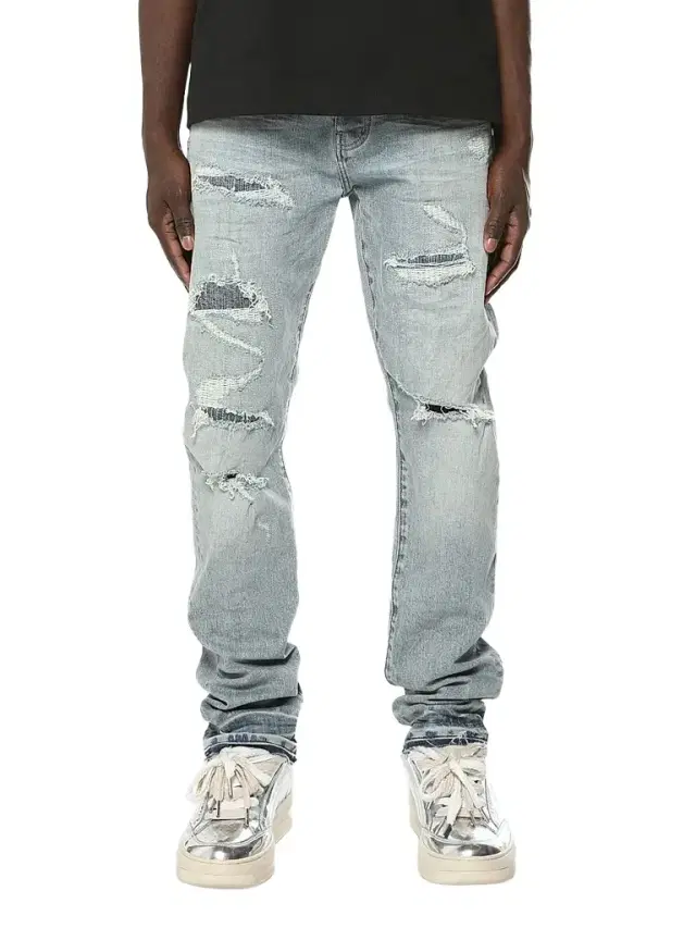 Purple Brand Men's Layered Distressed Jeans
