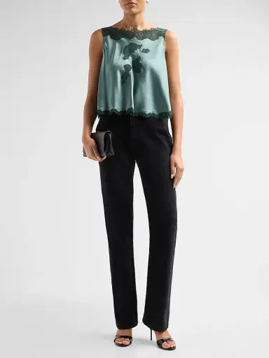 DÔEN Women's Valerina Silk Lace Top | Thumbnail 2