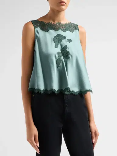 DÔEN Women's Valerina Silk Lace Top | Thumbnail 4