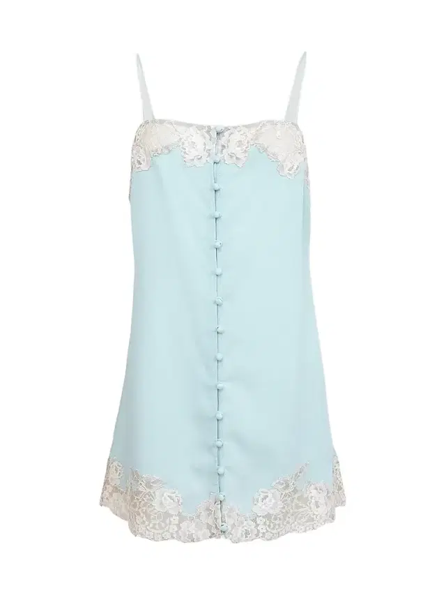 Fleur du Mal Women's Lace Appliqué Silk Slip - Frosted Mint