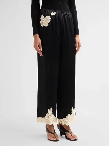 DÔEN Women's Lavon Lace-Trim Silk Pants | Thumbnail 4 DÔEN Women's Lavon Lace-Trim Silk Pants | Thumbnail 4
