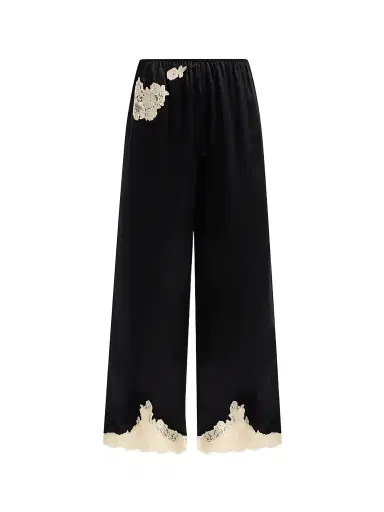 DÔEN Women's Lavon Lace-Trim Silk Pants | Thumbnail 1 DÔEN Women's Lavon Lace-Trim Silk Pants | Thumbnail 1