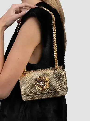 ALEXIS BITTAR Women's Bella Mini 14K-Gold-Plated & Leather Shoulder Bag - Gold Python | Thumbnail 2