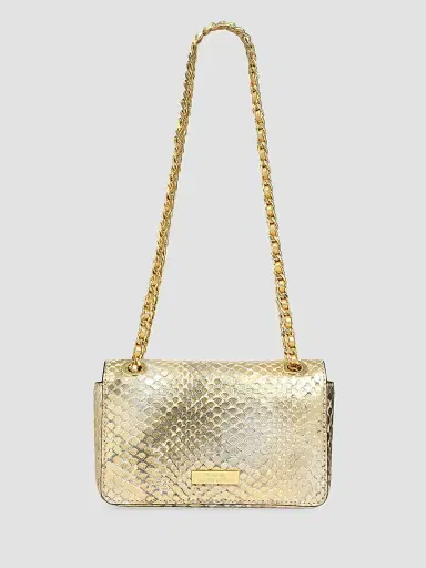 ALEXIS BITTAR Women's Bella Mini 14K-Gold-Plated & Leather Shoulder Bag - Gold Python | Thumbnail 5