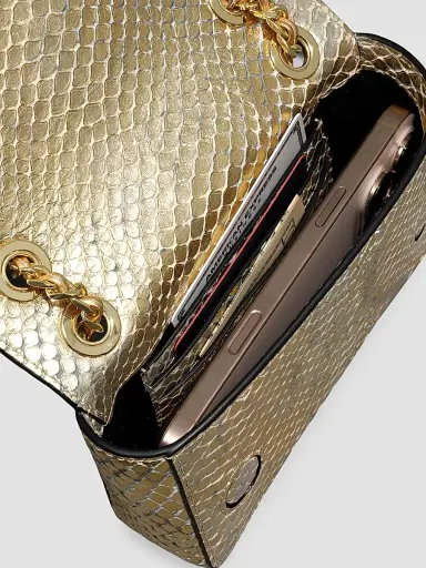ALEXIS BITTAR Women's Bella Mini 14K-Gold-Plated & Leather Shoulder Bag - Gold Python | Thumbnail 7