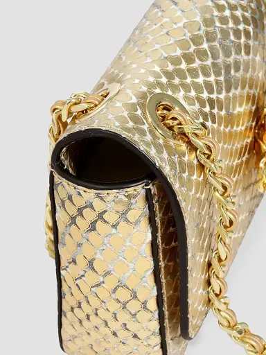 ALEXIS BITTAR Women's Bella Mini 14K-Gold-Plated & Leather Shoulder Bag - Gold Python | Thumbnail 8