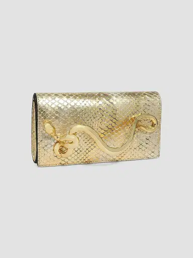 ALEXIS BITTAR Women's 14K-Gold-Plated Serpent Handle & Leather Clutch - Gold Python | Thumbnail 5