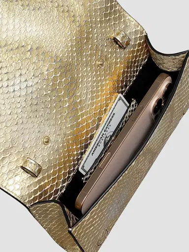 ALEXIS BITTAR Women's 14K-Gold-Plated Serpent Handle & Leather Clutch - Gold Python | Thumbnail 7