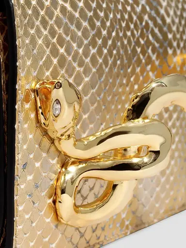 ALEXIS BITTAR Women's 14K-Gold-Plated Serpent Handle & Leather Clutch - Gold Python | Thumbnail 8