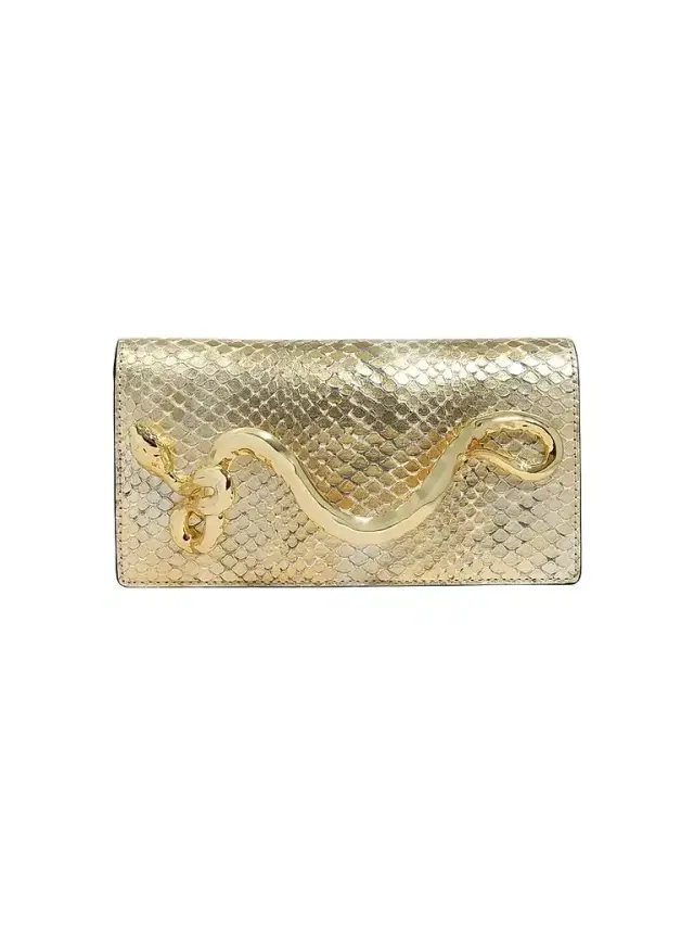 ALEXIS BITTAR Women's 14K-Gold-Plated Serpent Handle & Leather Clutch - Gold Python